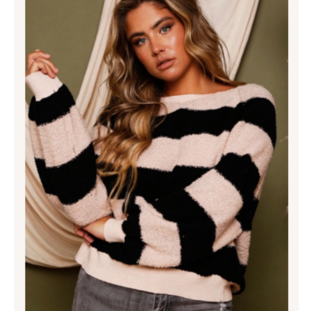 97896 Plush Striped Sweater